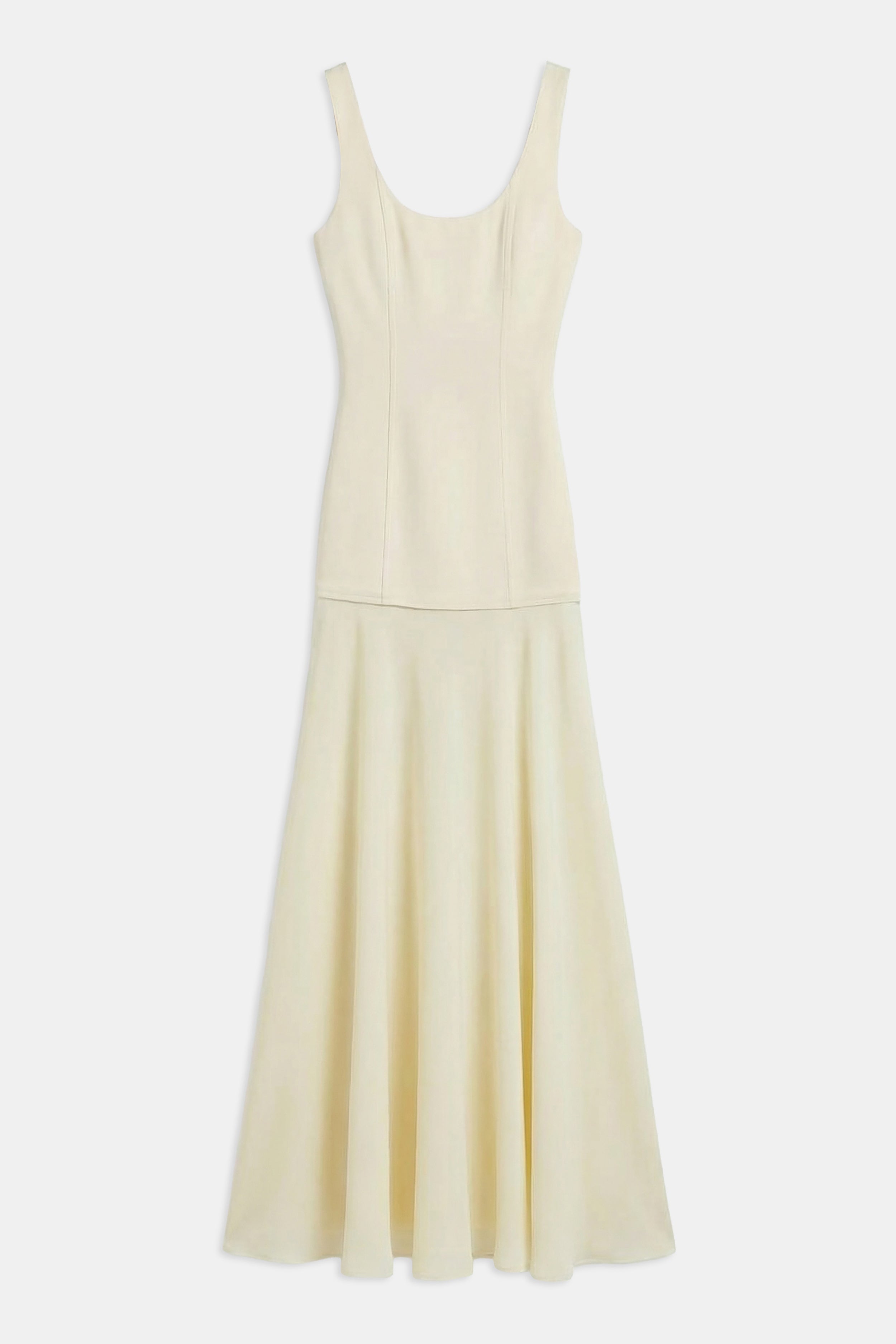 Satin Corset Gown with Chiffon Skirt - Buttermilk