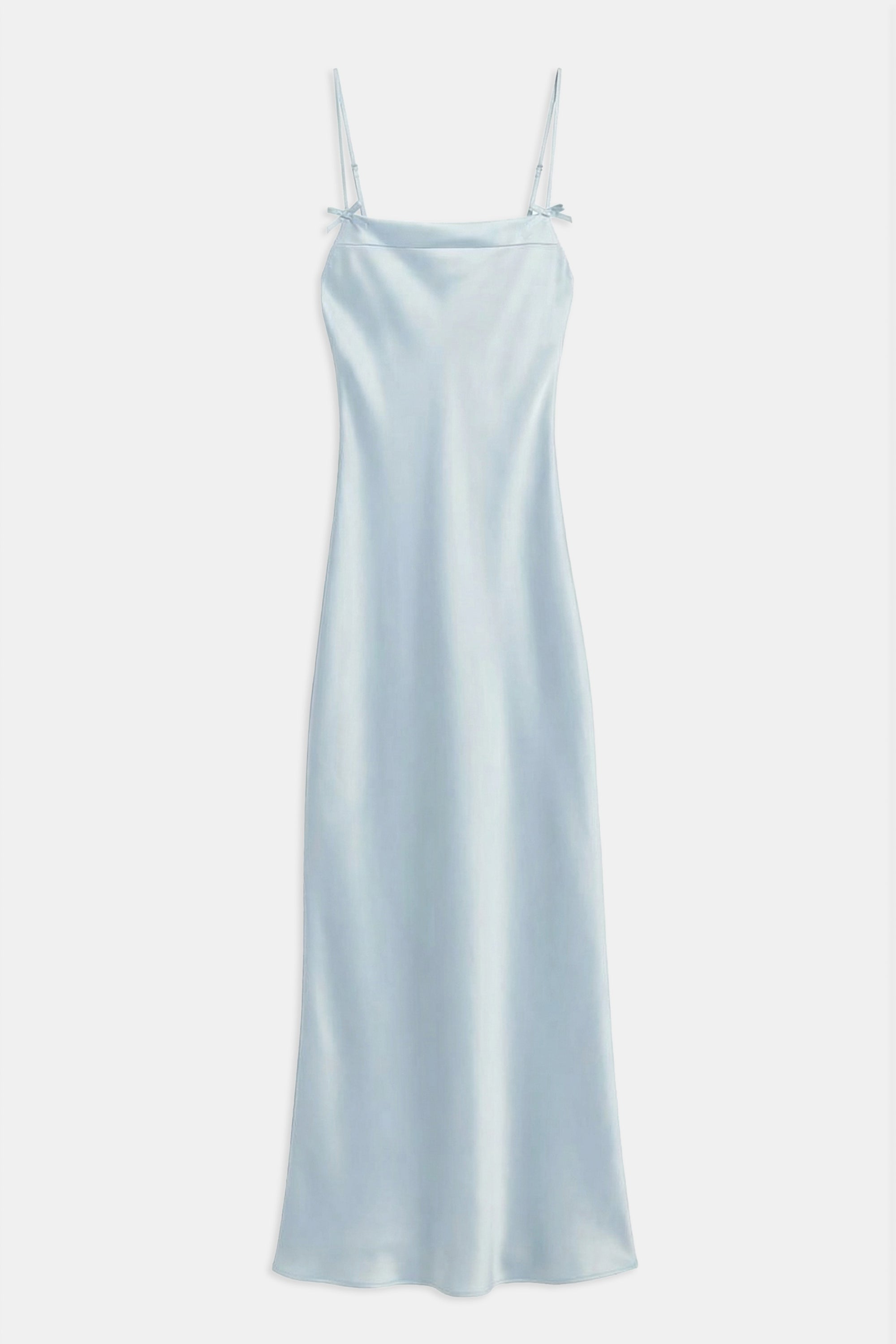 Satin 90's Slip Dress with Bow Detail - Powder Blue | BOA Satin 90's Slip Dress with Bow Detail - Powder Blue | BOA