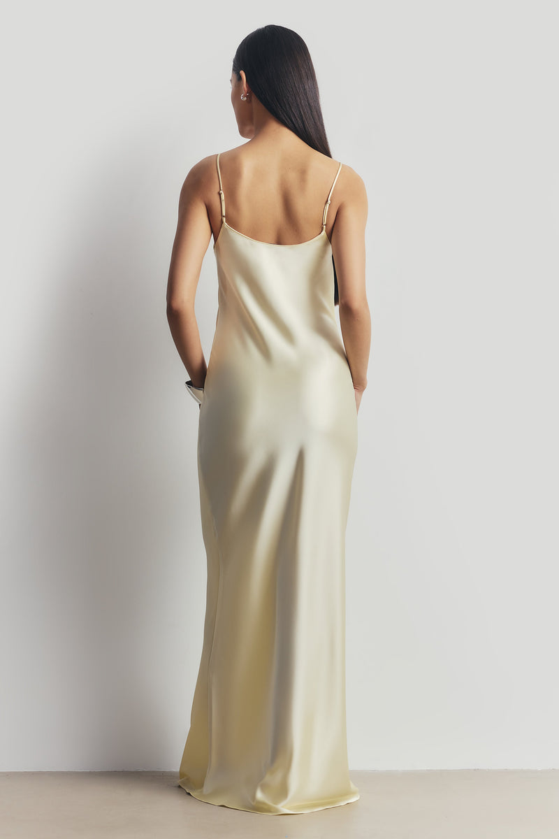Satin Scoop Neck Camisole Maxi Dress - Buttermilk