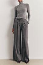 Box Pleat Tailored Wide Leg Trousers - Slate