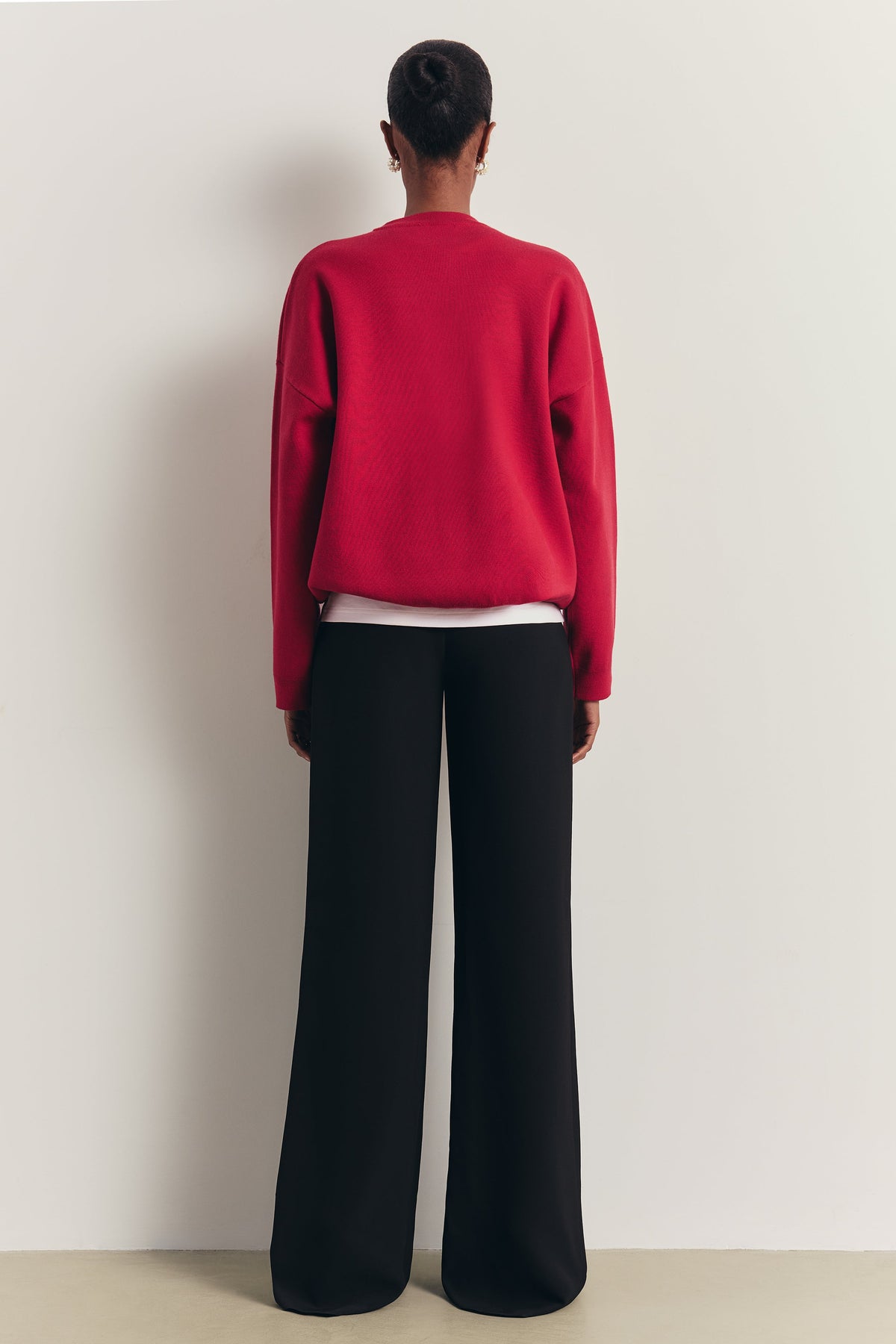 Relaxed Dropped Shoulder Crew Neck Jumper - Scarlet