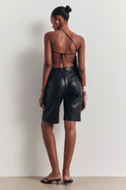 Flowing Asymmetric Open Back Top - Black