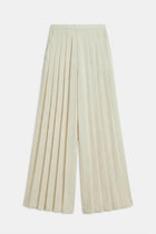 Pleated Satin Palazzo Trousers - Cream