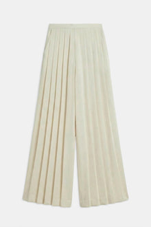 Pleated Satin Palazzo Trousers - Cream