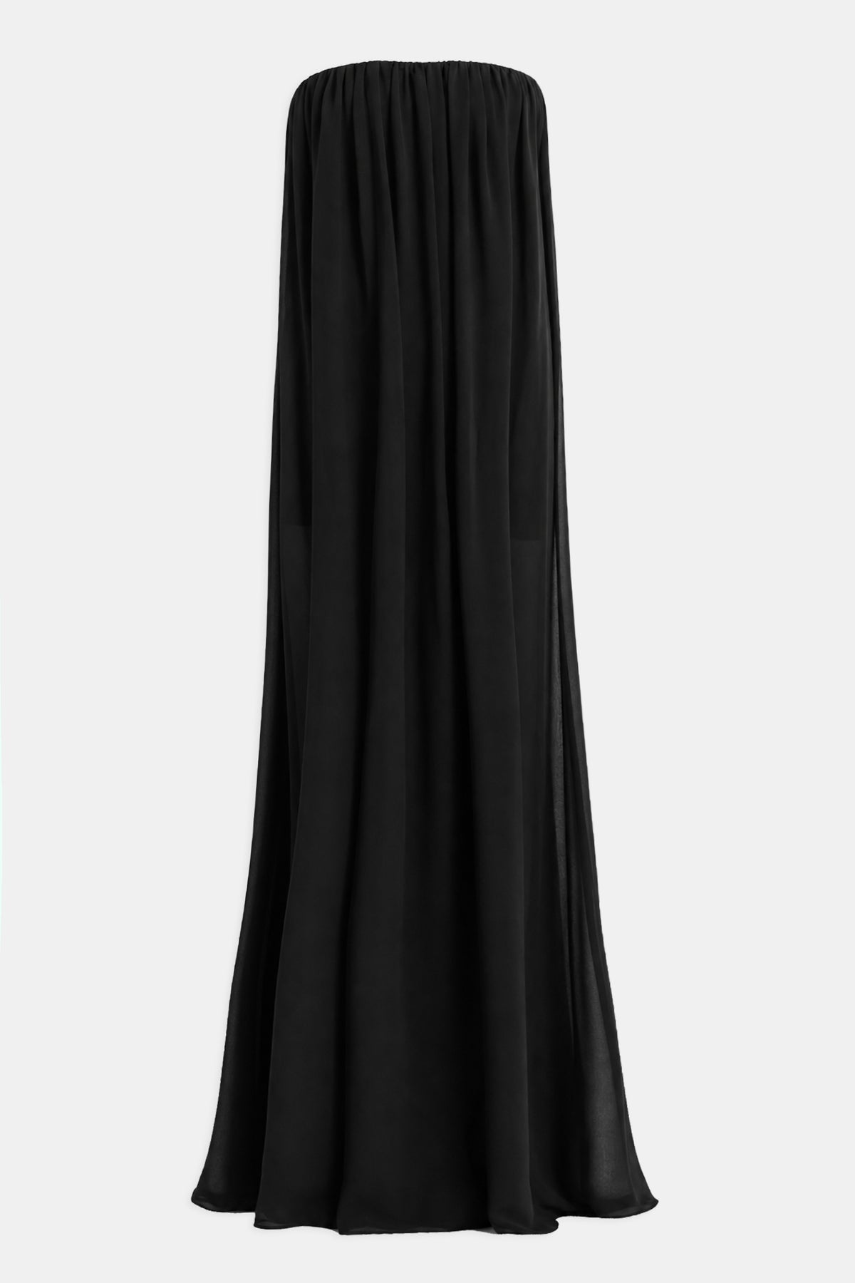 Strapless Chiffon Layered Corset Maxi Dress - Black