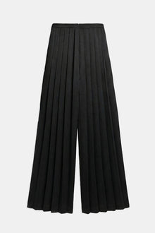 Pleated Satin Palazzo Trousers - Black