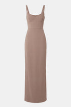 Tailored Bust Cup Column Maxi Dress - Taupe