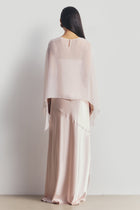 Sheer Chiffon Curved Hem Cape - Blush