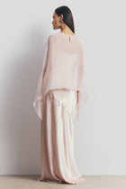 Sheer Chiffon Curved Hem Cape - Blush