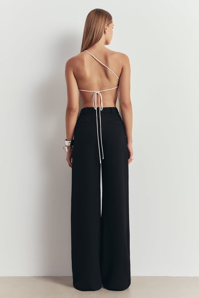 Flowing Asymmetric Open Back Top - Ivory