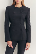 Tailored Collarless Blazer - Petrol