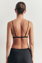 Satin Delicate Triangle Bra - Black