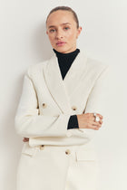 Structured Double Breasted Hourglass Coat - Cream