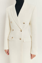 Structured Double Breasted Hourglass Coat - Cream