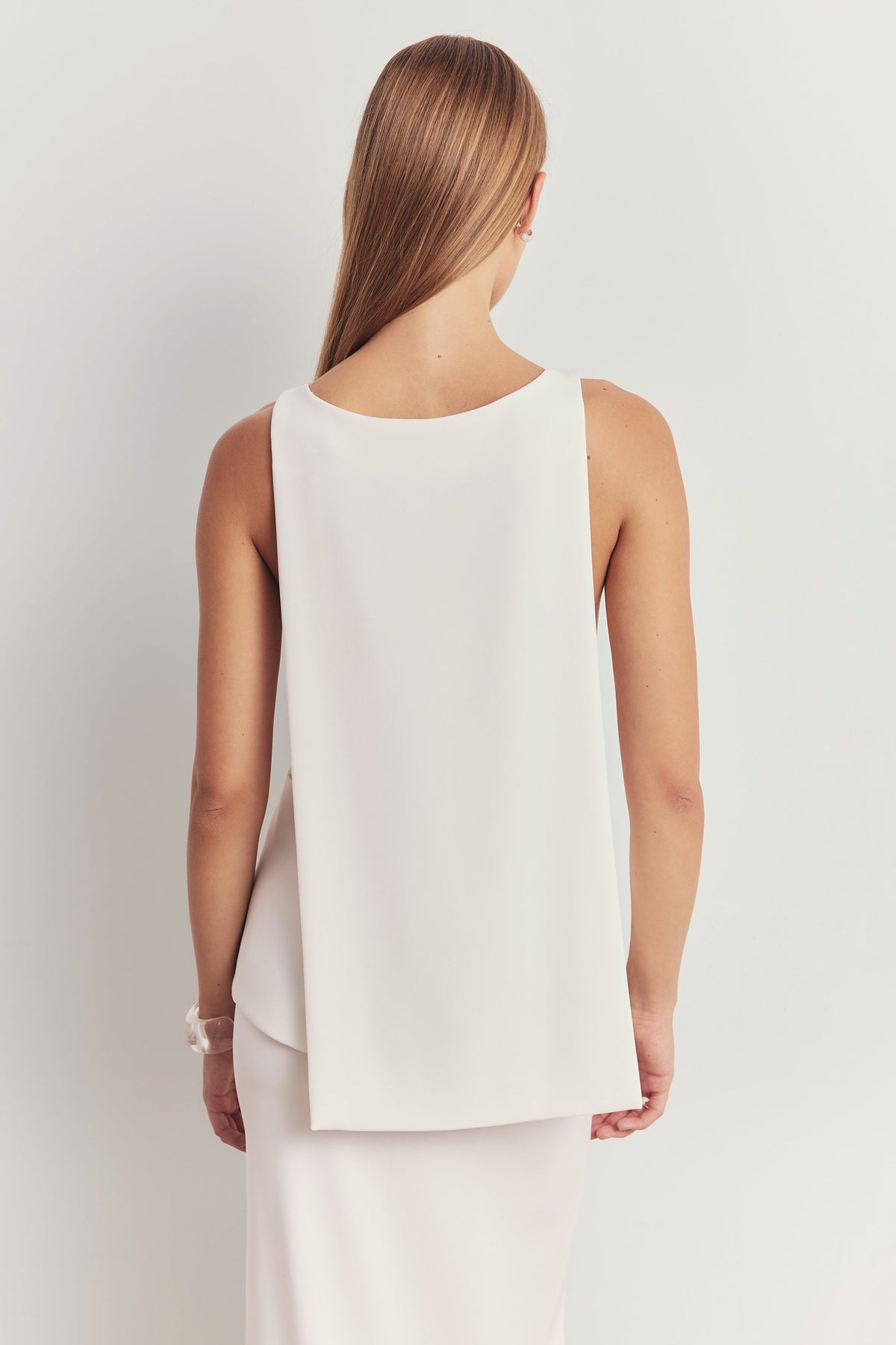 Clean Cut Backless Boat Neck Top - White