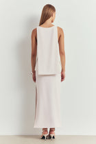 Clean Cut Backless Boat Neck Top - White
