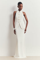 Tailored Satin Mandarin Collar Top - Ivory