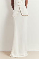 Tailored Satin Bias Cut Maxi Skirt - Ivory
