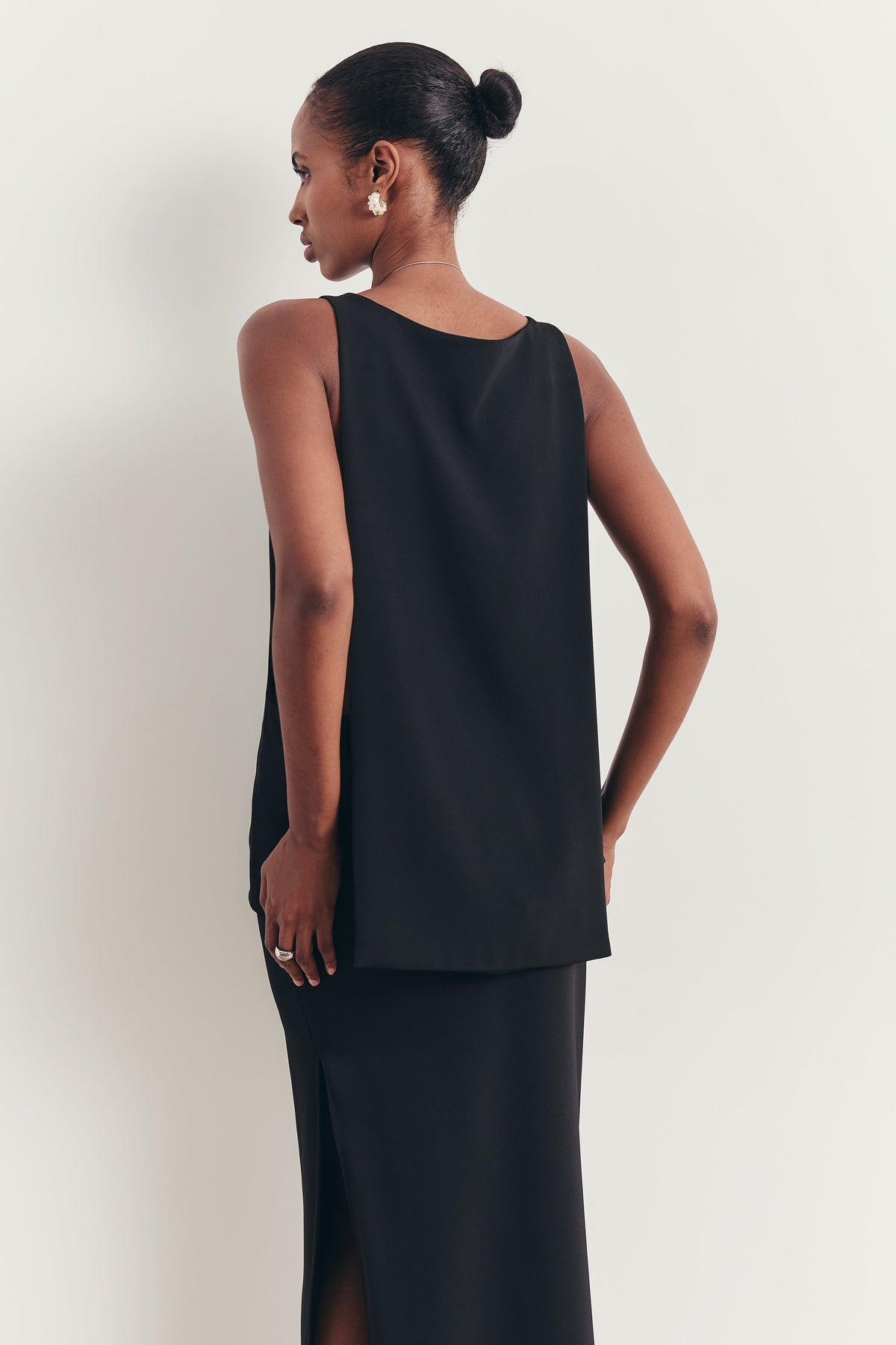 Clean Cut Backless Boat Neck Top - Black