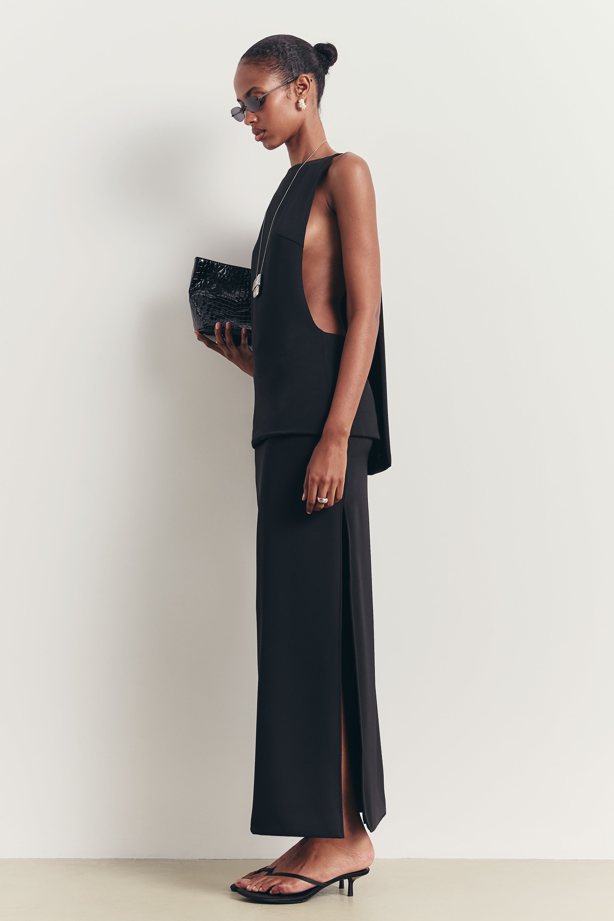 Clean Cut Backless Boat Neck Top - Black | BOA