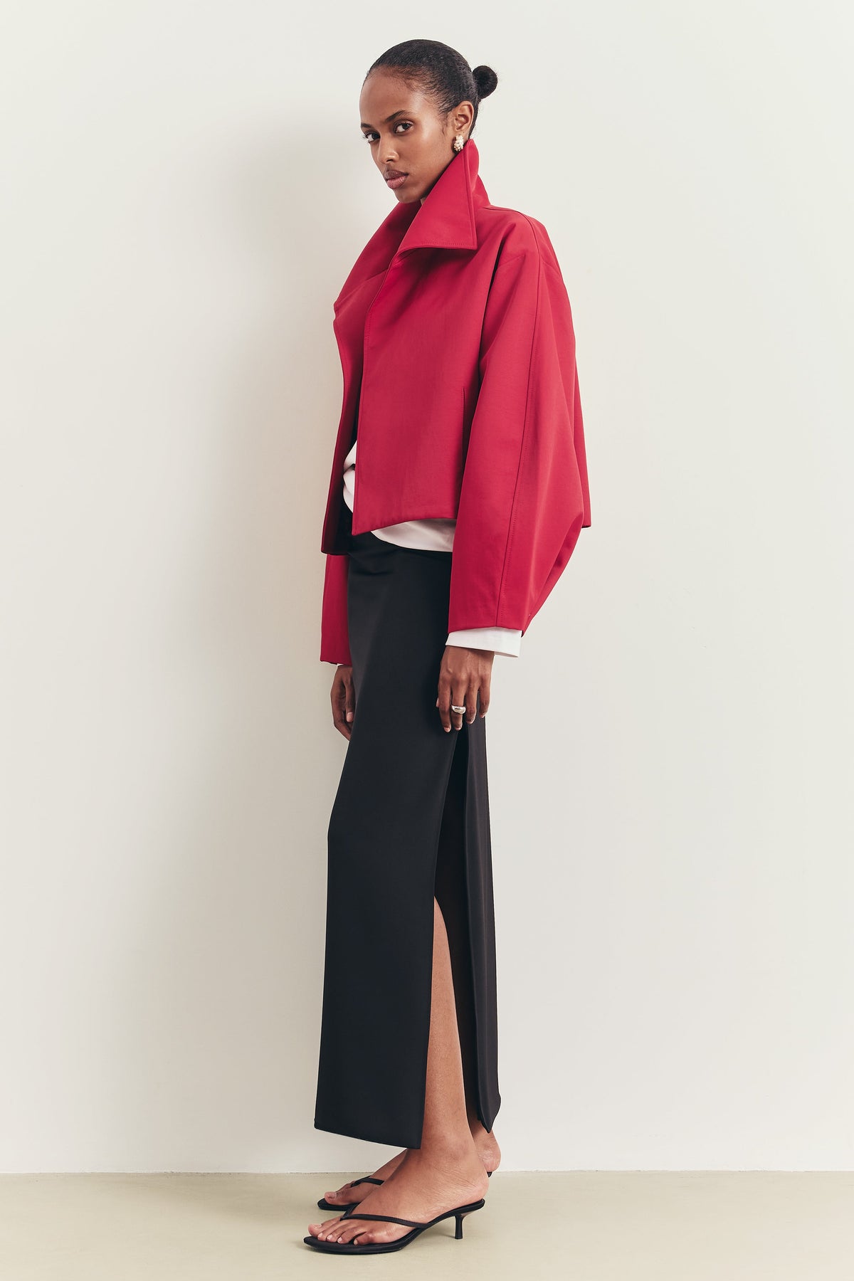 Clean Cut Column Maxi Skirt with Slit - Black