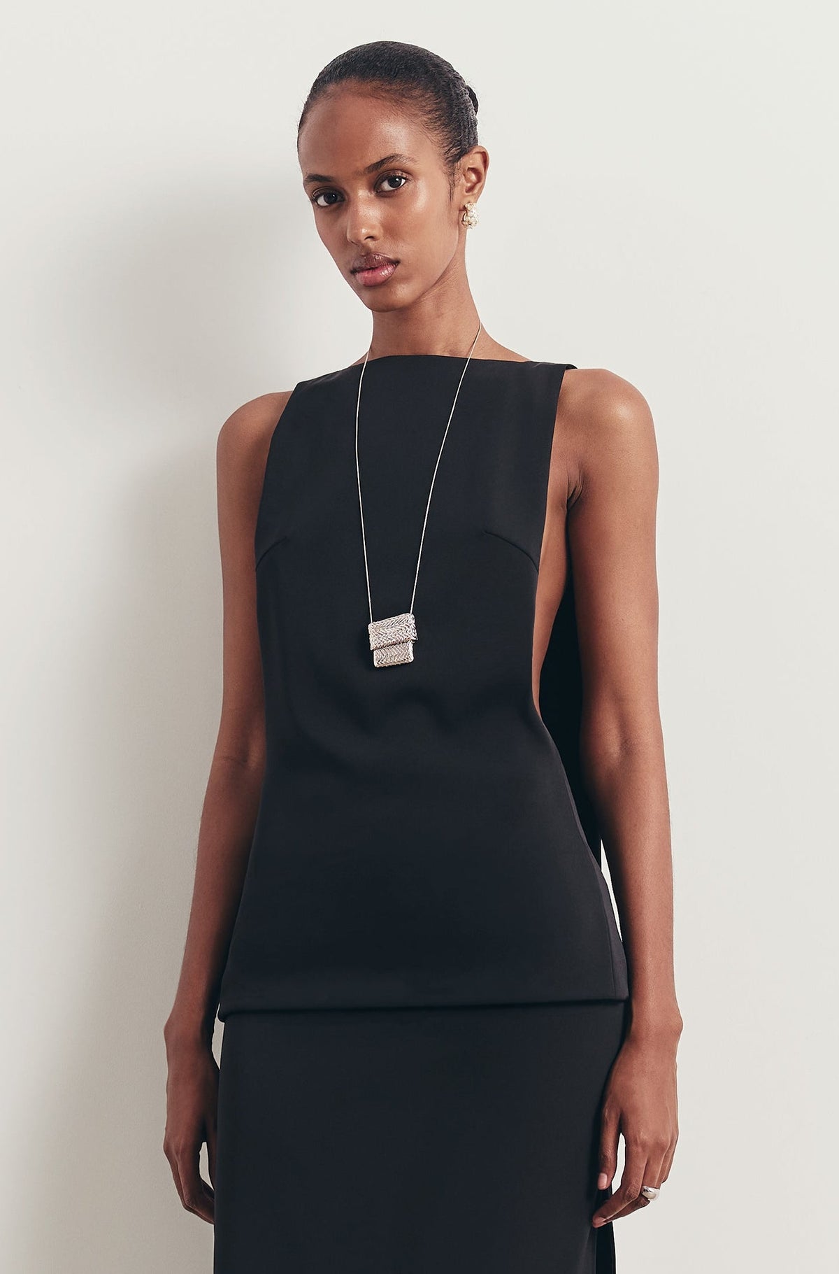 Clean Cut Backless Boat Neck Top - Black
