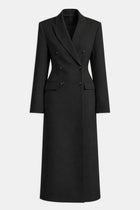 Structured Double Breasted Hourglass Coat - Black