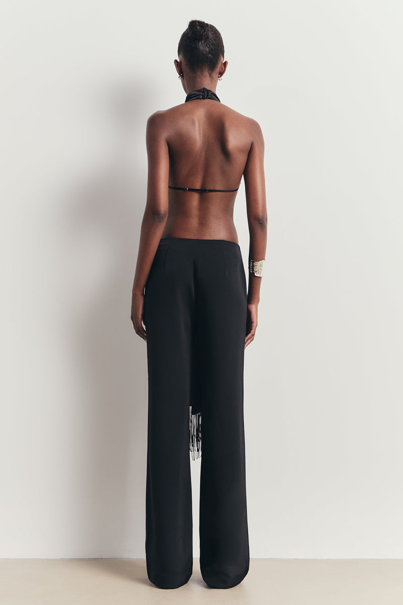 Clean Cut Low Rise Straight Leg Trousers - Black