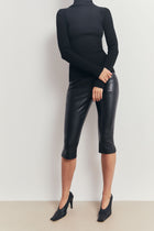 Tailored Leather Capri Leggings - Black