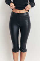 Tailored Leather Capri Leggings - Black