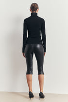 Tailored Leather Capri Leggings - Black