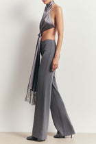 Backless Knot Detail Top with Fringing - Slate
