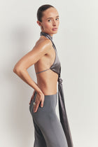 Backless Knot Detail Top with Fringing - Slate