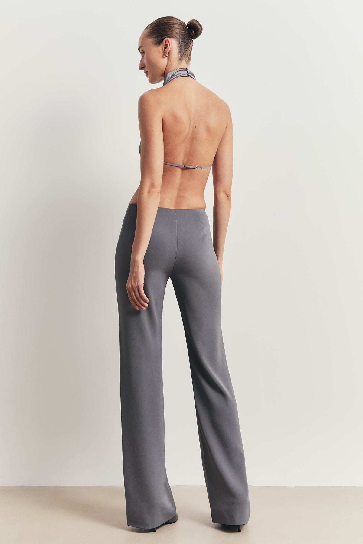 Clean Cut Low Rise Straight Leg Trousers - Slate