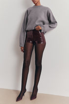 Croc Embossed Leather Tailored Micro Shorts - Oxblood