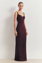 Tailored Bust Cup Column Maxi Dress - Oxblood
