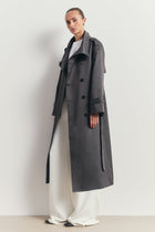 Vintage Funnel Neck Trench Coat - Petrol