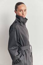 Vintage Funnel Neck Trench Coat - Petrol