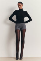 Wool Blend Tailored Mini Shorts - Slate