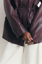 Leather Cargo Utility Jacket - Oxblood