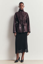 Leather Cargo Utility Jacket - Oxblood