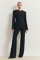 Tailored Clean Cut Wide Leg Trousers - Black