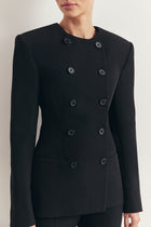 Tailored Collarless Blazer - Black