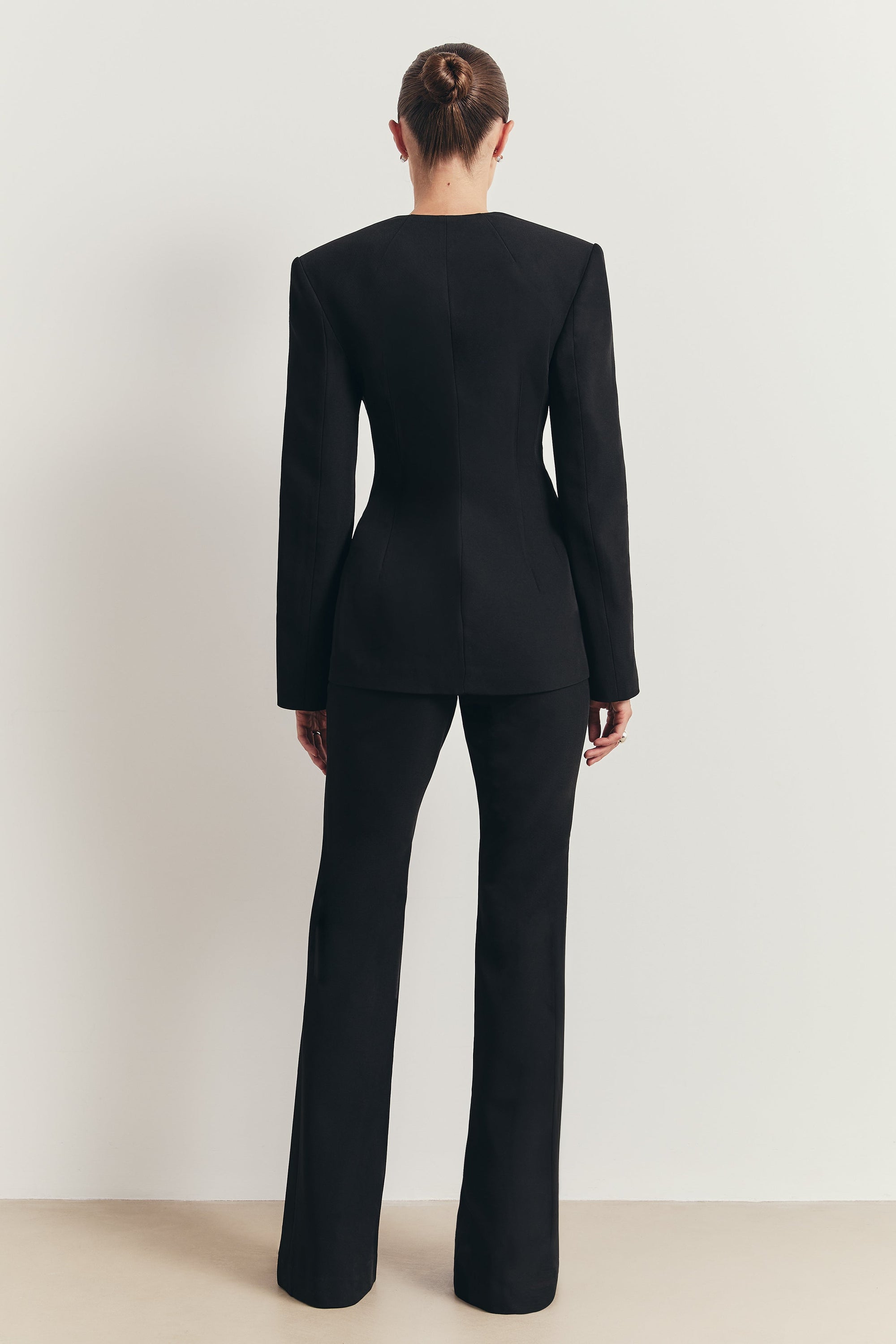 Tailored Clean Cut Wide Leg Trousers - Black
