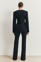 Tailored Collarless Blazer - Black