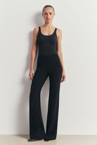 Tailored Clean Cut Wide Leg Trousers - Black