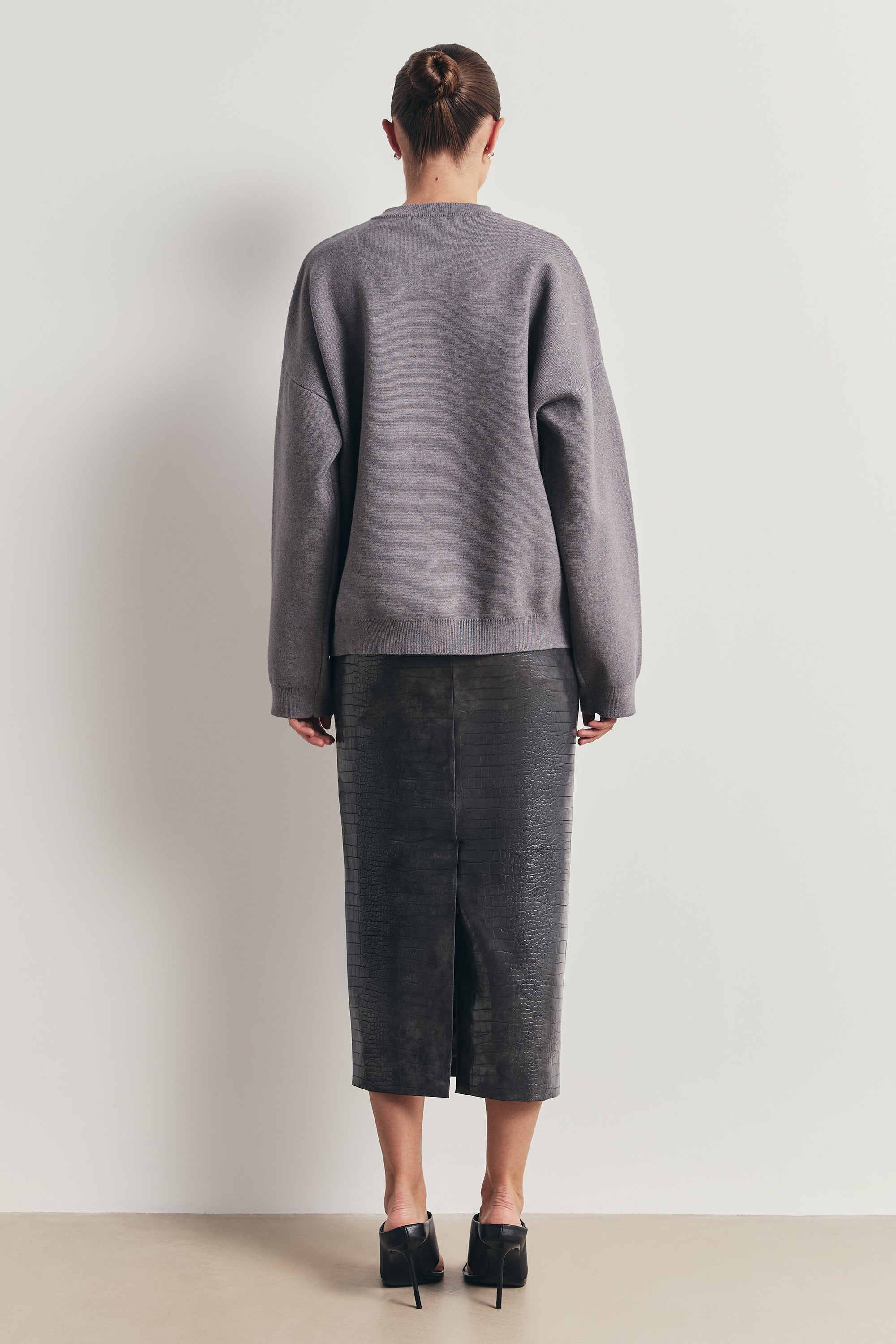 Relaxed Dropped Shoulder Crew Neck Jumper - Slate