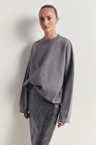 Relaxed Dropped Shoulder Crew Neck Jumper - Slate