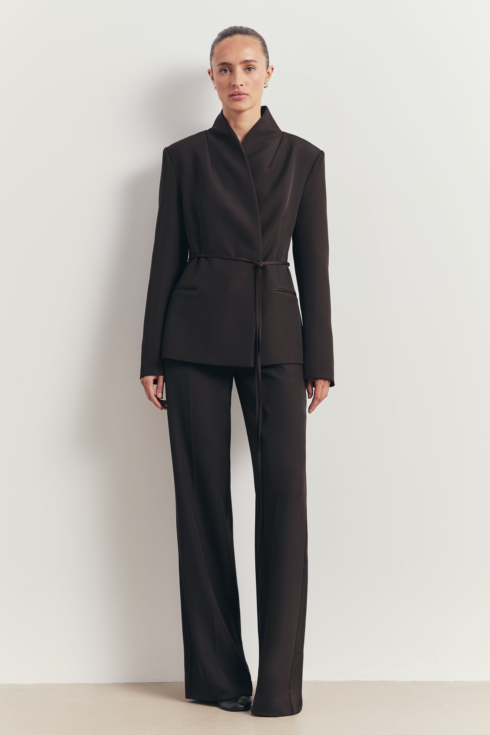Tailored High Rise Wide Leg Trousers - Java