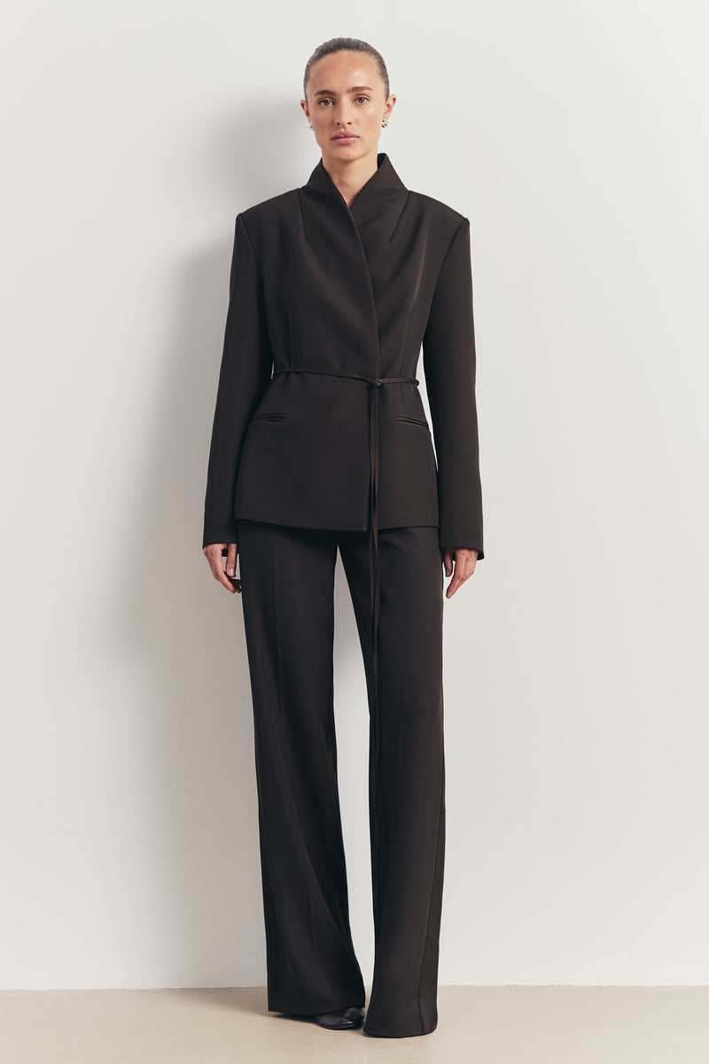 Tailored High Rise Wide Leg Trousers - Java